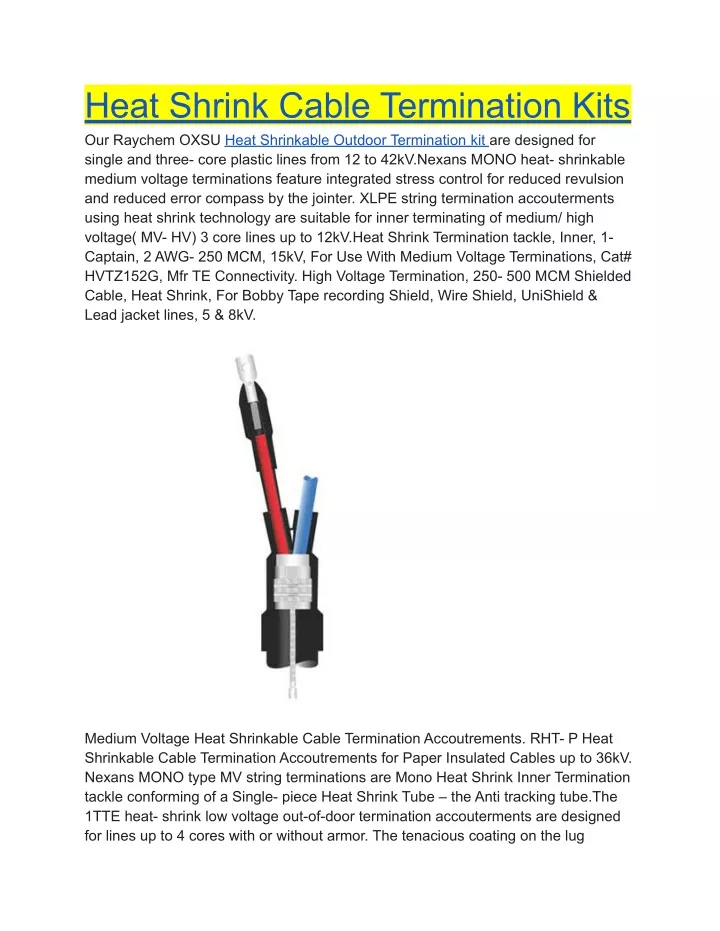 heat shrink cable termination kits our raychem