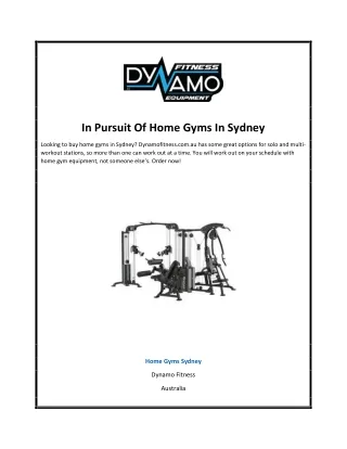 in pursuit of home gyms in sydney
