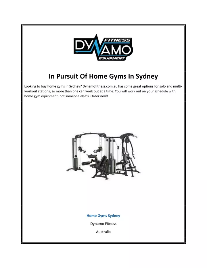 in pursuit of home gyms in sydney