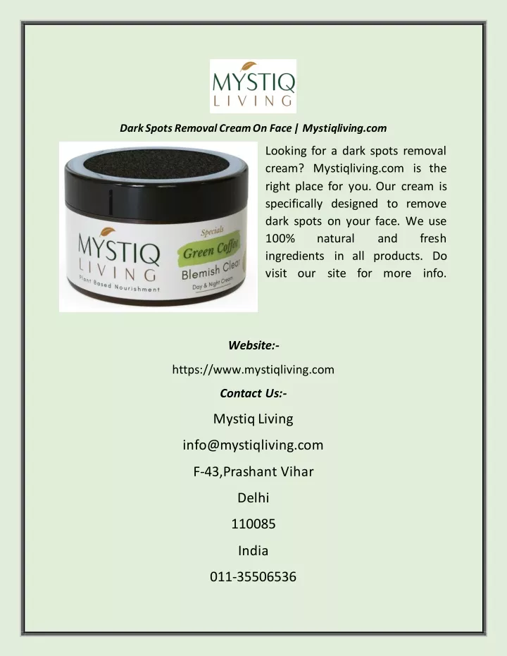 dark spots removal cream on face mystiqliving com