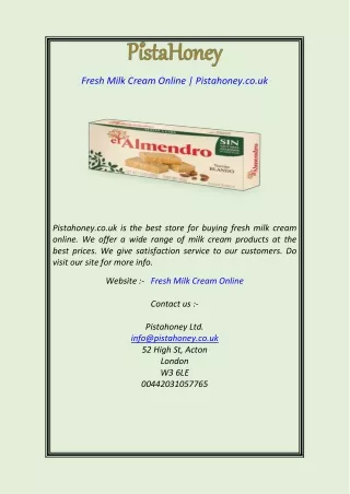 Fresh Milk Cream Online Pistahoney.co.uk