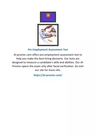 Pre Employment Assessment Test
