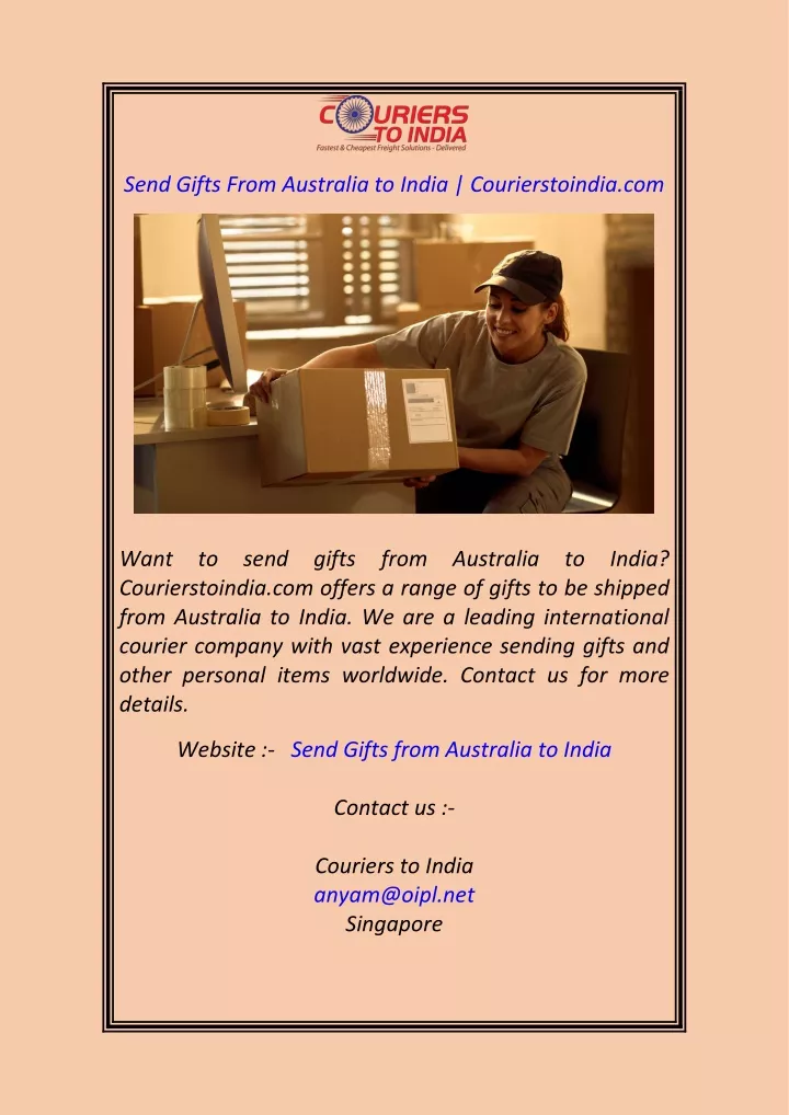 send gifts from australia to india