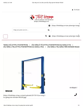 Cầu nâng ô tô 2 trụ Đài Loan kiểu cổng cáp trên Wonder WG320