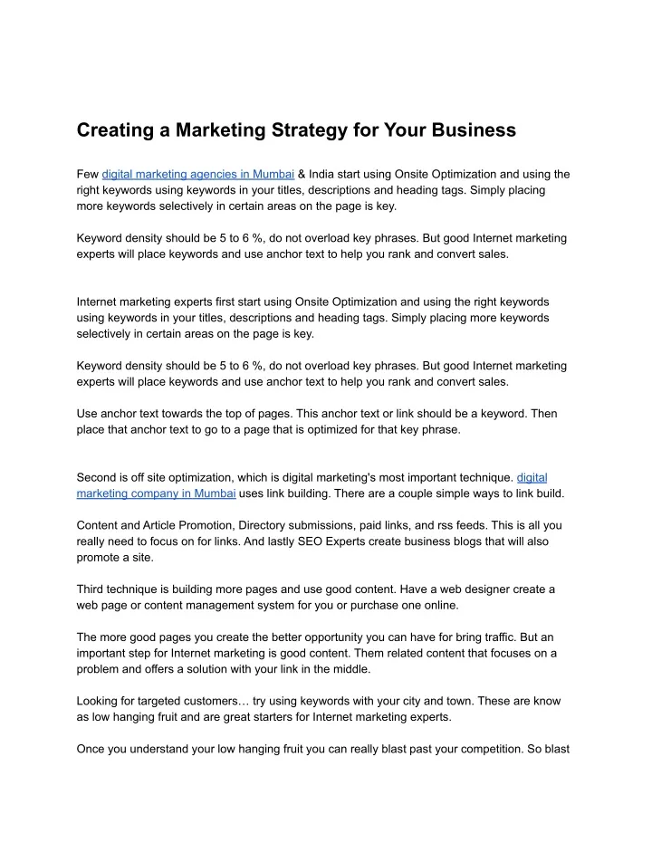 creating a marketing strategy for your business