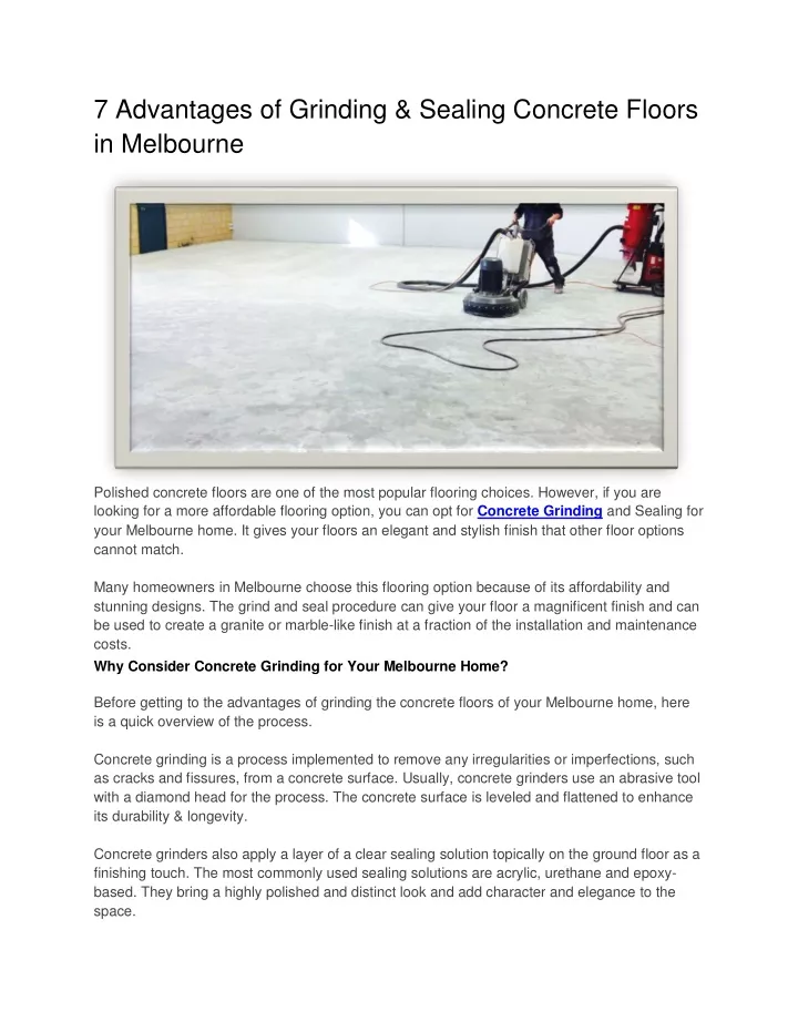 7 advantages of grinding sealing concrete floors