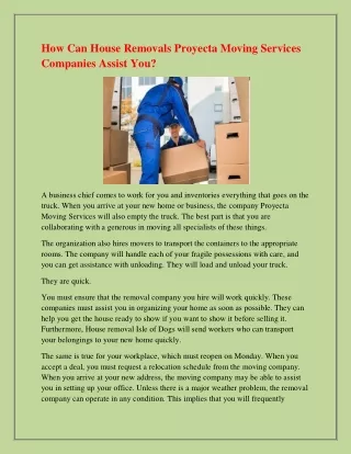 how can house removals proyecta moving services