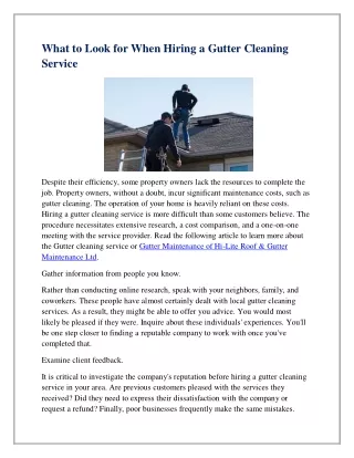 what to look for when hiring a gutter cleaning