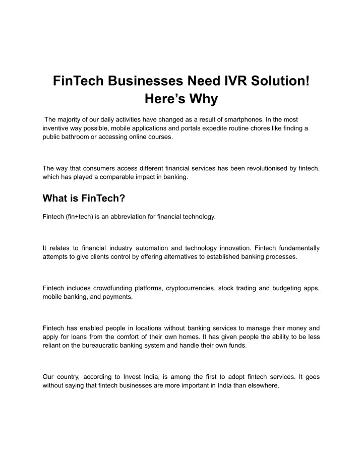 fintech businesses need ivr solution here s why