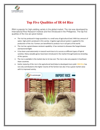 top five qualities of ir 64 rice ir64 is popular