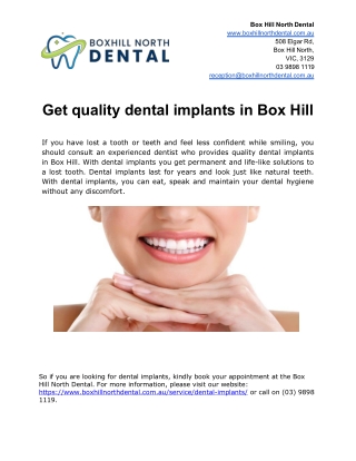 Get quality dental implants in Box Hill