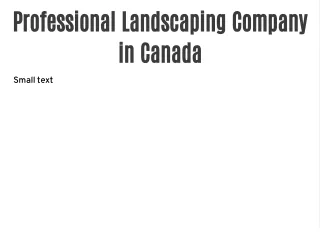 Professional Landscaping Company in Canada