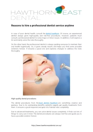 Reasons to hire a professional dentist service anytime
