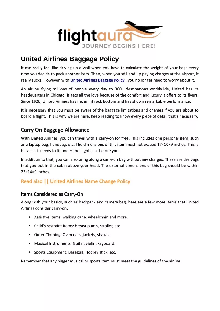 united airlines baggage policy