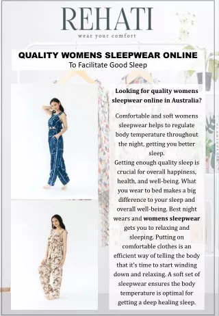 Quality Womens Sleepwear Online to Facilitate Good Sleep