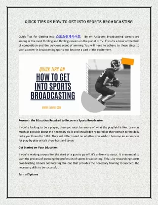 Quick Tips on How to get into Sports Broadcasting
