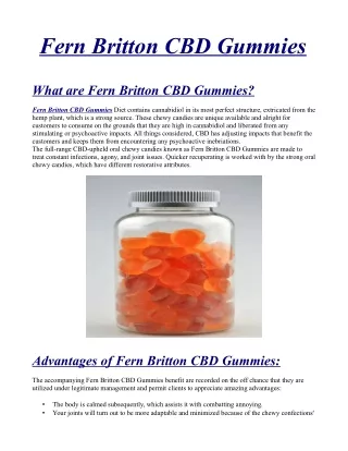 Exclusive Fern Britton CBD Gummies Avoid Risk Warnings