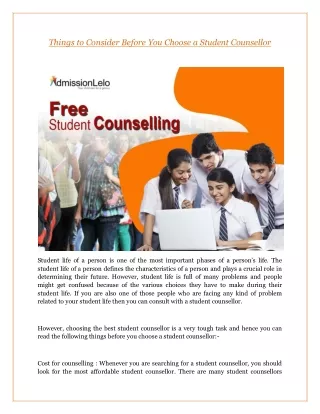 Things to Consider Before You Choose a Student Counsellor