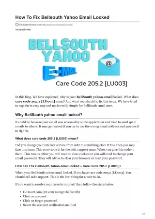 how to fix bellsouth yahoo email locked