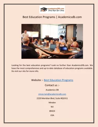 Best Education Programs  Academicsdb