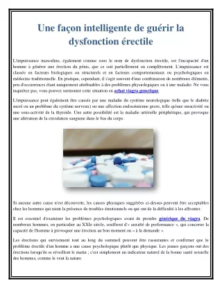 une fa on intelligente de gu rir la dysfonction