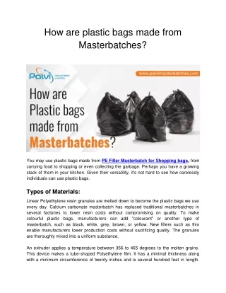 How are Plastic bags made from Masterbatches_