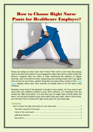 How to Choose Right Nurse Pants for Healthcare Employee
