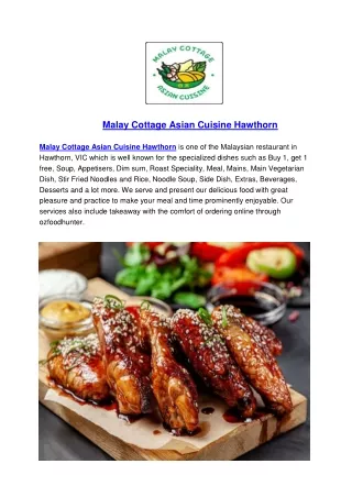 5% off Malay Cottage Asian Cuisine Hawthorn, VIC