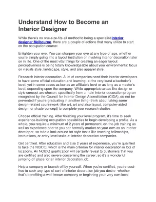 Understand How to Become an Interior Designer