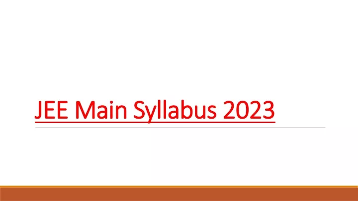 jee main syllabus 2023