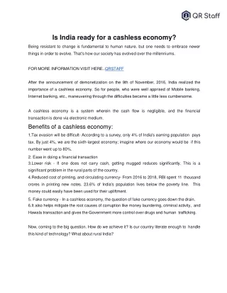 Is India ready for a cashless economy