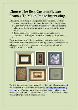 Choose The Best Custom Picture Frames To Make Image Interesting