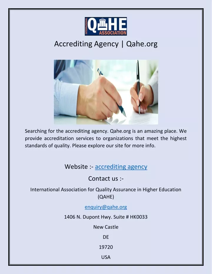 accrediting agency qahe org