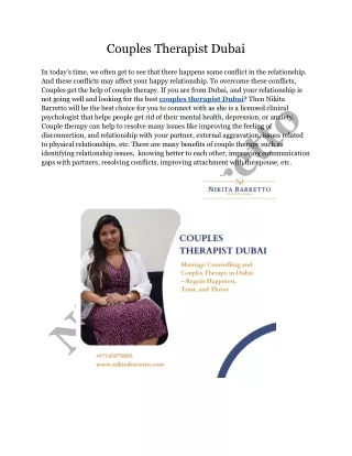 Couples Therapist Dubai - Nikita Barretto
