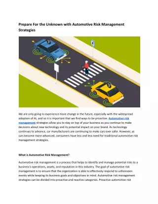 Prepare For the Unknown with Automotive Risk Management Strategies