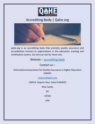 accrediting body qahe org