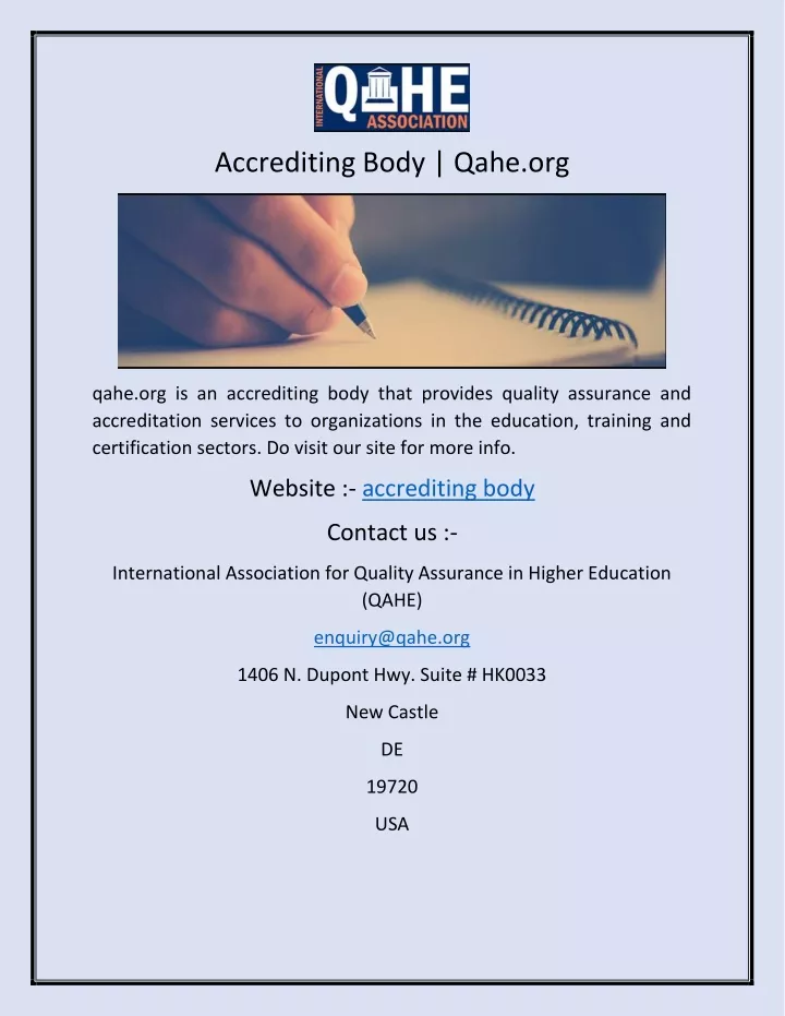 accrediting body qahe org