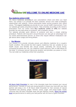 WELCOME TO ONLINE MEDICINE UAE
