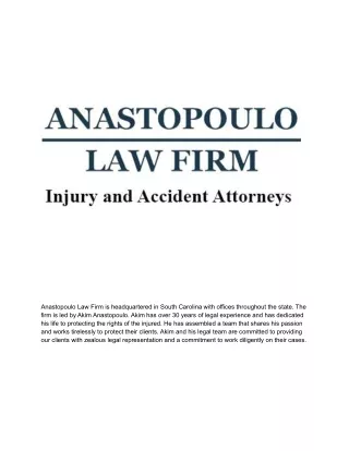 Anastopoulo Law Firm Injury and Accident Attorneys