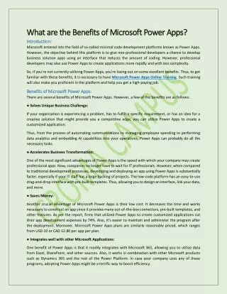 what are the benefits of microsoft power apps