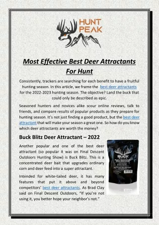 most effective best deer attractants for hunt