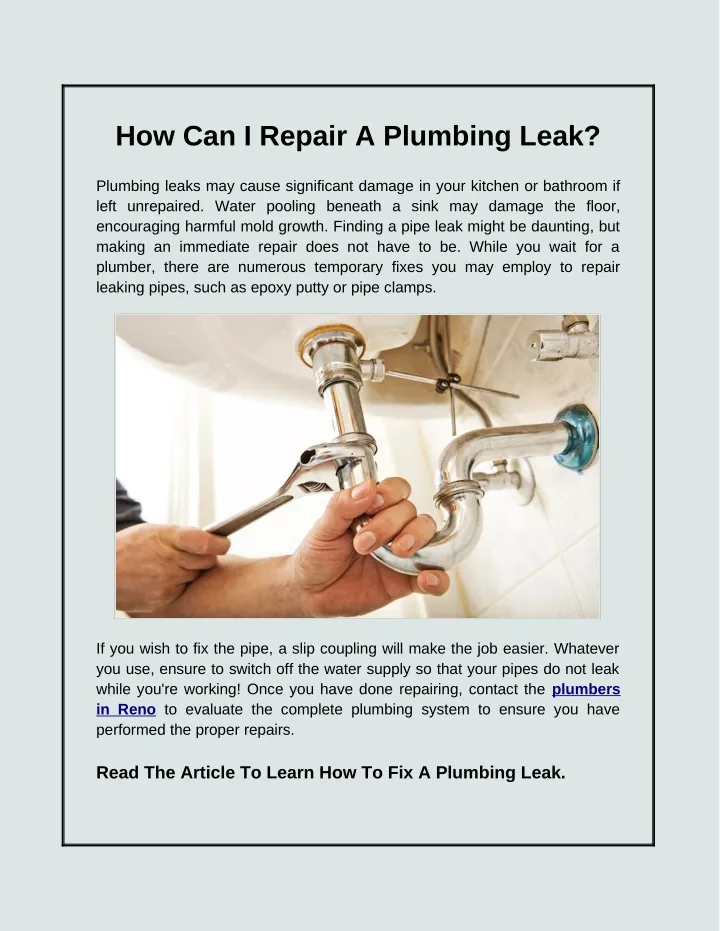 how can i repair a plumbing leak