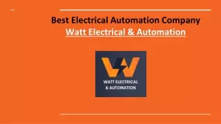 Best Electrical Automation Company  Watt Electrical & Automation