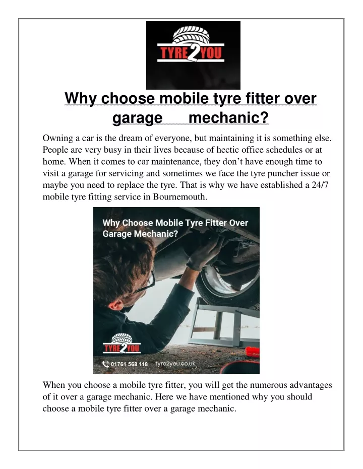 why choose mobile tyre fitter over garage mechanic