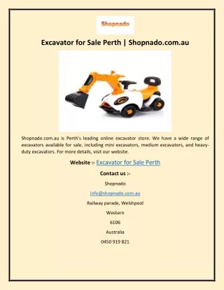 Excavator for Sale Perth  Shopnado.com