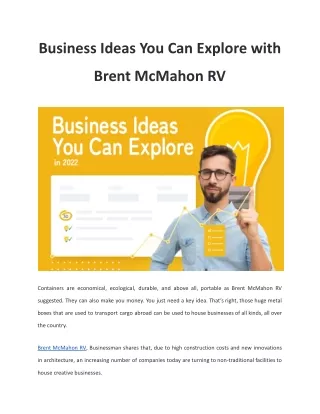 business ideas you can explore with