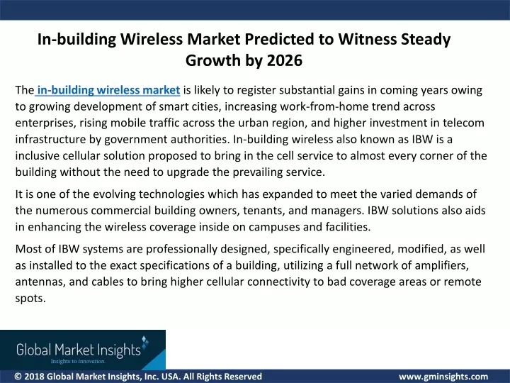 in building wireless market predicted to witness