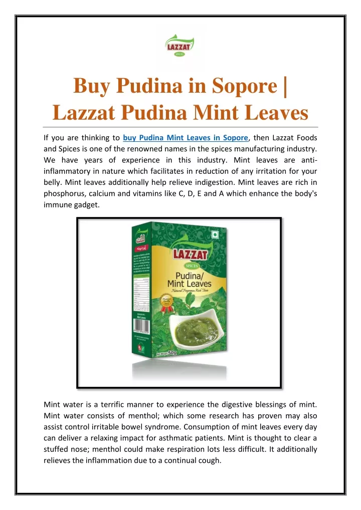 buy pudina in sopore lazzat pudina mint leaves