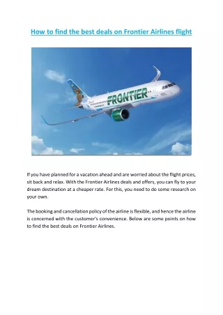 How to find the best deals on Frontier Airlines flight?