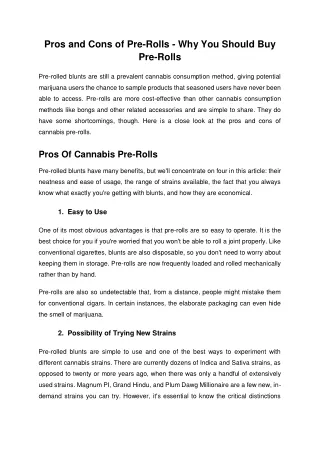 pros and cons of pre rolls why you should